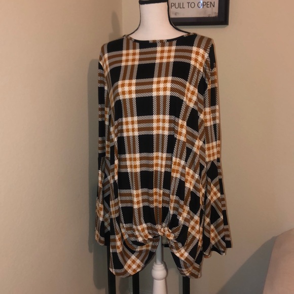 Last One!!!  Mustard Tie Front Tunic - Picture 2 of 3